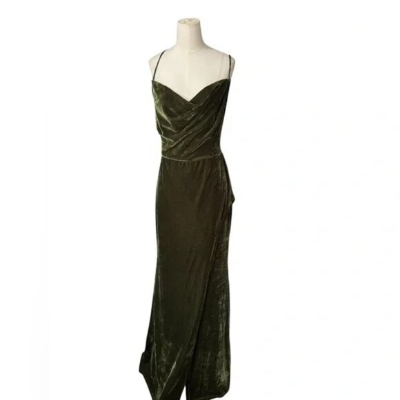 Fashion Nova Love You Mean It Velvet Maxi Dress - Olive - Picture 5 of 9